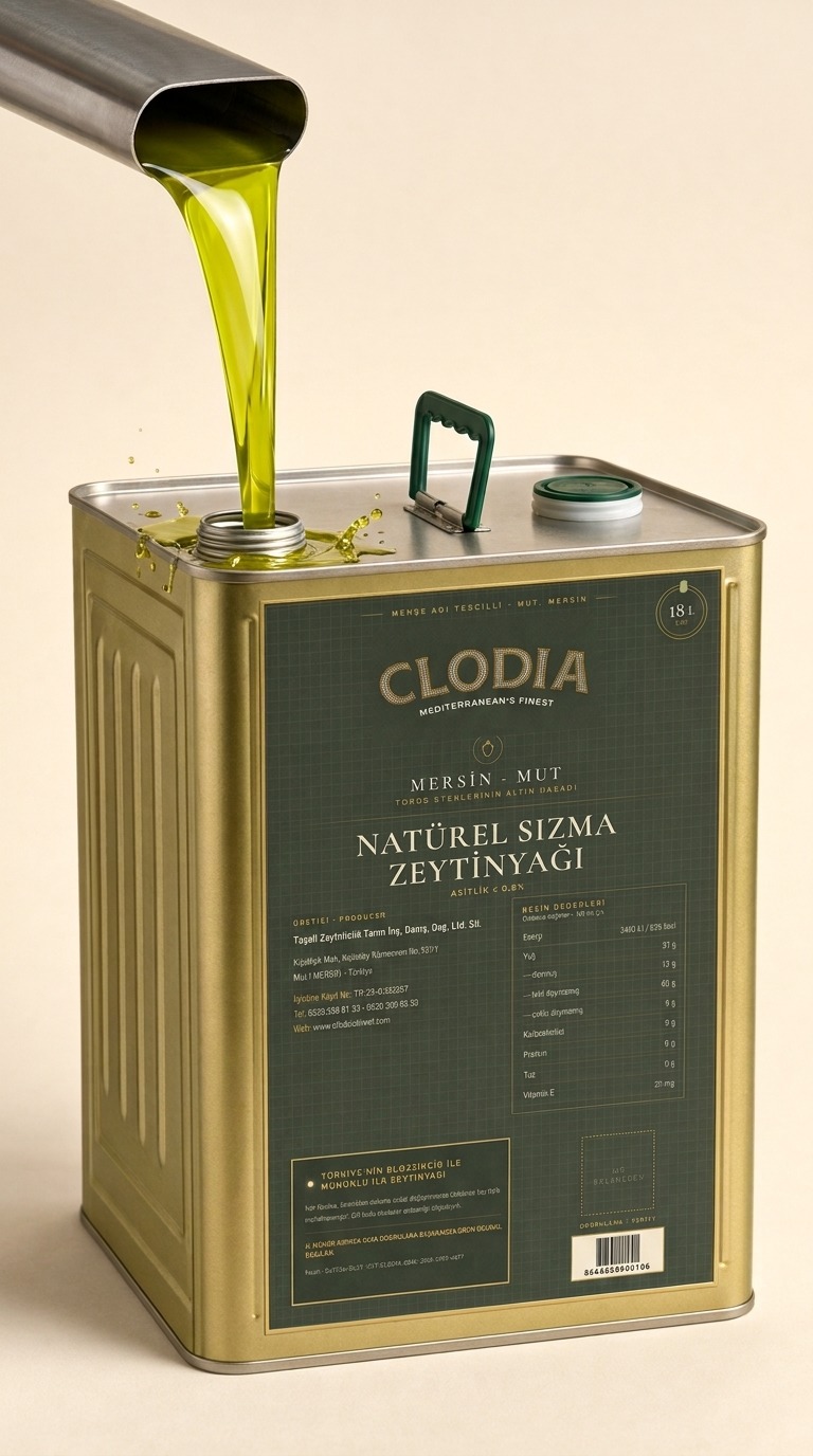 Clodia teneke, zeytin dalı ve zeytinlerle